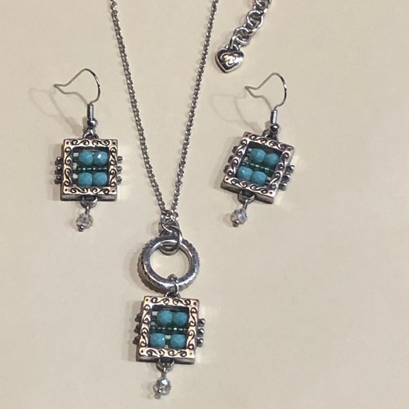 Brighton set of necklace & earrings Blue & crystal FINAL REDUCED PRICE - Picture 9 of 16